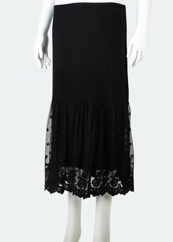 MIDI LENGTH SKIRT EXTENDER WITH CHIFFON LACE
