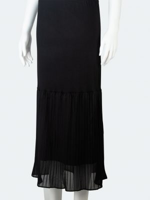 Black Midi Length Skirt Extender with Ruched Chiffon