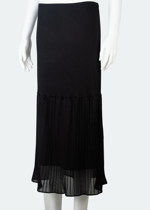Black Midi Length Skirt Extender with Ruched Chiffon