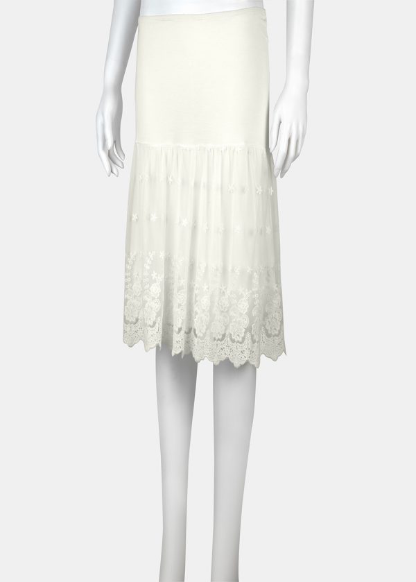 Knee Length Skirt Extender with  Chiffon Lace