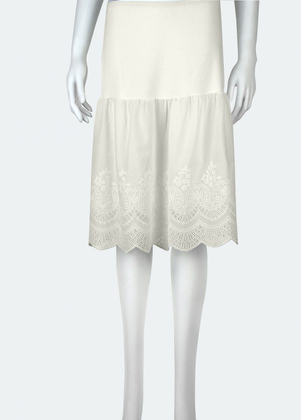 Knee Length Skirt Extender with Eyelet Lace